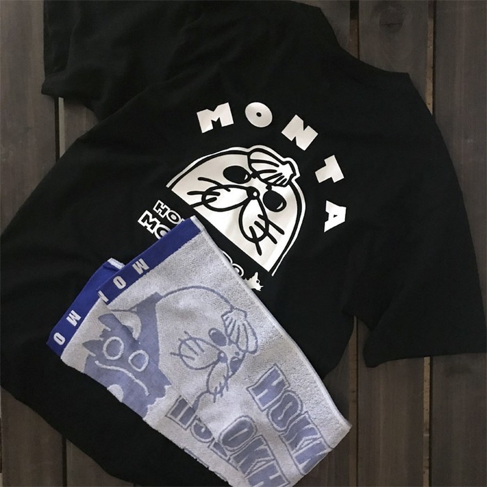 17-65 ゆるキャラ紋太グッズ(Tシャツ[ブラックXL]、タオル[ブルー])