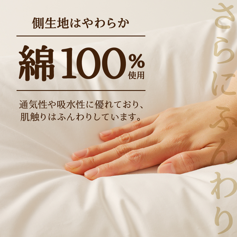 ダウン枕（大）枕カバー付き ホテル仕様 綿100% 完全国内生産 羽毛 枕 まくら 北海道滝川市