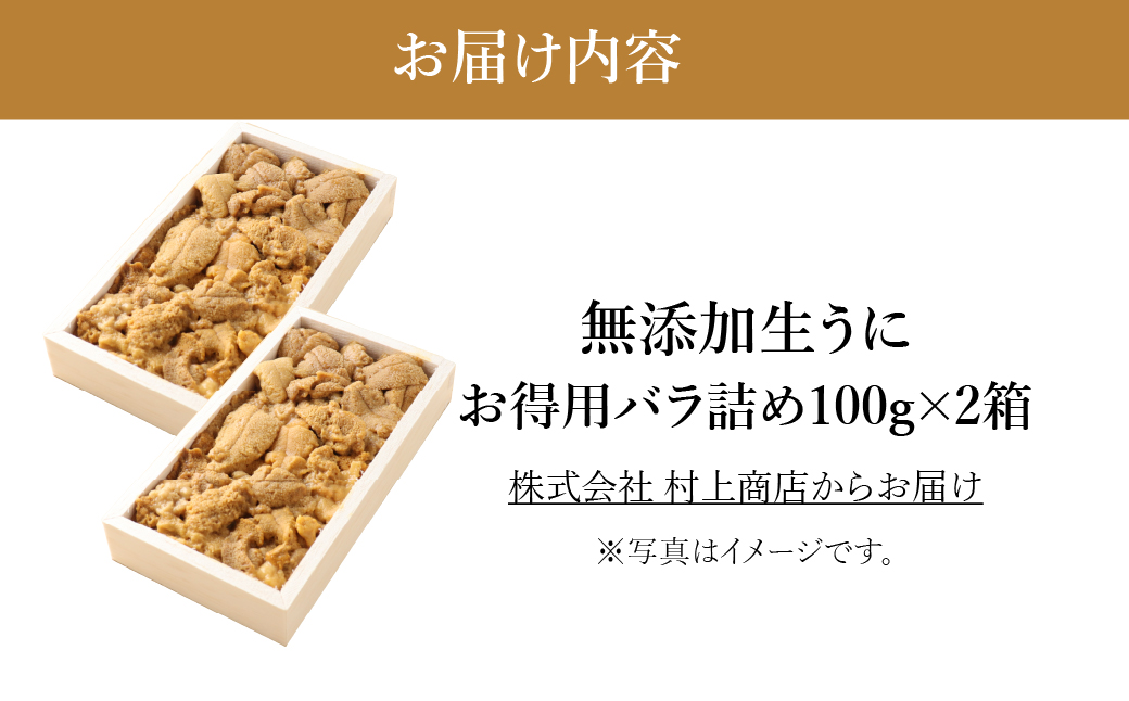 「うにむらかみ」無添加生うにお得用バラ詰め100g×2 HOKT012