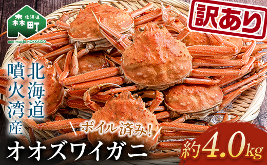 【訳あり】オオズワイガニ（ボイル済） 約4.0kg＜海鮮問屋　株式会社　瑞宝＞ かに カニ 蟹 ガニ がに ずわいがに おおずわいがに 大ずわいがに 森町 北海道 mr1-1491