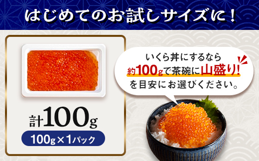 【お試しパック！】 100g いくら（鱒卵） イクラ 醤油漬け 森町 いくら醤油漬け しょうゆ漬け 海産物 加工品 ふるさと納税 北海道 お試し 10000円＜ワイエスフーズ＞ mr1-1225