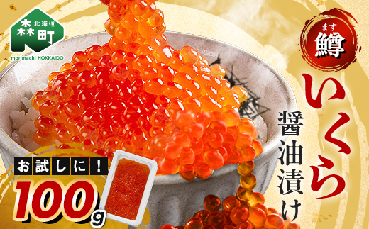 【お試しパック！】 100g いくら（鱒卵） イクラ 醤油漬け 森町 いくら醤油漬け しょうゆ漬け 海産物 加工品 ふるさと納税 北海道 お試し 10000円＜ワイエスフーズ＞ mr1-1225