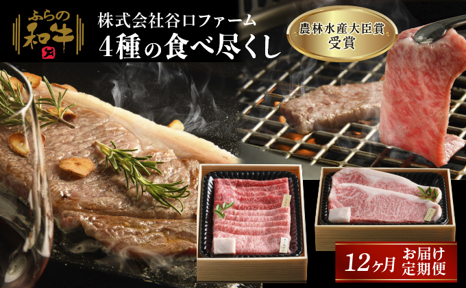 【農林水産大臣賞受賞】 ふらの和牛 4種のサーロイン 食べ尽くし 1年定期便 牛肉 お肉 国産 霜降り すき焼き 焼肉 ステーキ しゃぶしゃぶ 食材 国産牛 おうち焼肉 お家ディナー 夕飯 肉料理 晩御飯 