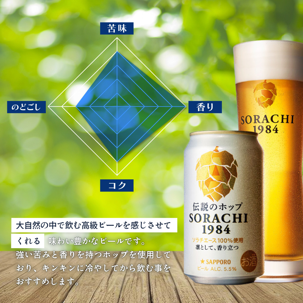 ビール SORACHI1984 350ml × 24缶 上富良野町発祥！ 伝説のホップ ソラチエース ソラチ sorachi ソラチ1984 サッポロビール サッポロ 地ビール お酒 酒 アルコール ヤマイチ 北海道 上富良野町