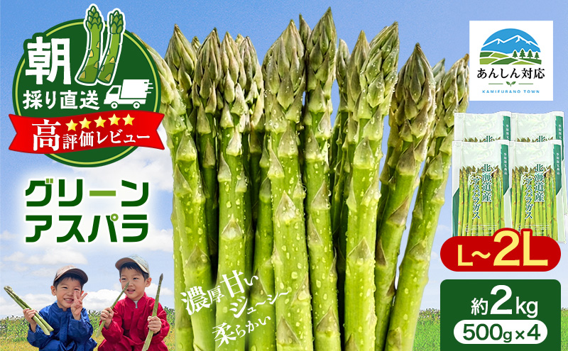 【令和9年産】2027年発送 先行予約 アスパラ 専門農家 の 特選 グリーンアスパラ 2kg L～2L アスパラガス 原農園 朝採りアスパラ 野菜 北海道 上富良野町 グリーンアスパラ
