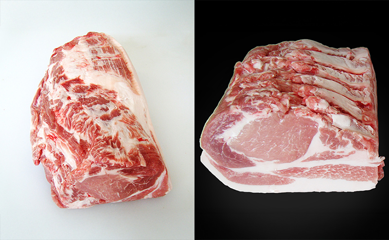 リピーター多数！ 上富良野 産 豚肉 地養豚 【全2回定期便】かみふらのポーク ロースブロック2kg 肩ロースブロック2.3kg 北海道 上富良野 国産 豚 肉 ロース ブロック 煮豚 焼き豚 焼肉 バーベキュー 希少部位 大容量 BBQ キャンプ ぶた肉