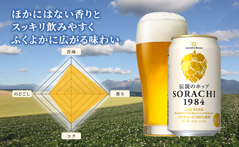 【10ヵ月連続定期便】北海道 上富良野町発祥 伝説のホップ SORACHI 1984 350ml×24缶 ソラチエース使用 サッポロ ビール クラフトビール 酒 アルコール 日用品 お酒