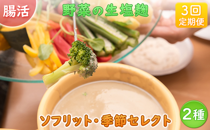 【塩麹2種×3ヶ月連続お届け 定期便】サニーサイドアップカフェ 野菜の生塩麹（ソフリット＋季節セレクト） 調味料 発酵調味料 発酵食品 万能調味料 ビタミンB 抗酸化作用 整腸作用 
