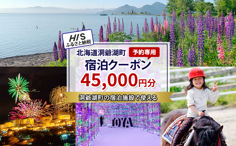 HISふるさと納税宿泊予約専用クーポン（北海道洞爺湖町）【45,000円分】 宿泊 ホテル 観光 ふるさと納税 洞爺湖 温泉 絶景 旅 旅行 トラベル 