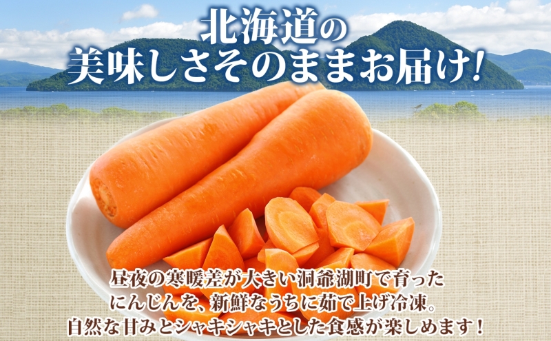 北海道産 冷凍カット野菜 訳アリ にんじん 600g×2袋 9月以降順次出荷 人参 キャロット 野菜 冷凍食品 アレンジ 料理 付け合わせ おかず 惣菜 簡単 便利 一人暮らし 小分け BBQ キャンプ 北海道 洞爺湖町