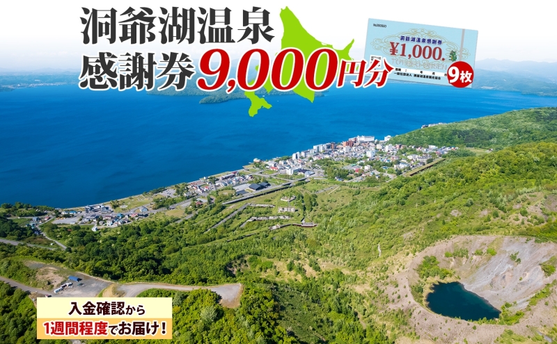 洞爺湖温泉感謝券 9000円 分 金券 クーポン 洞爺湖 湖 温泉 リゾート 有珠山 火山 自然 花火 イルミネーション 旅行 観光 宿泊 施設 北海道 ふるさと納税 絶景 旅 体験