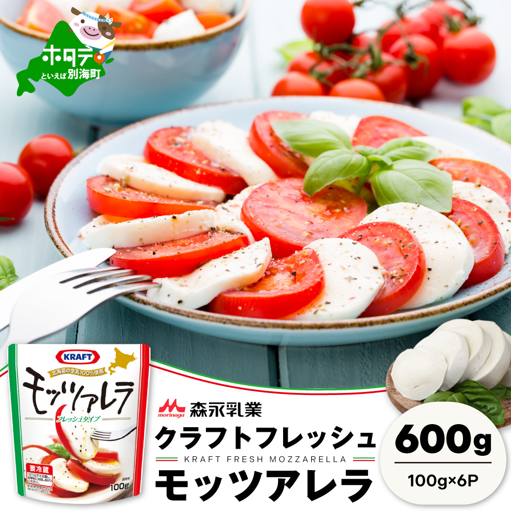【森永乳業】モッツァレラチーズ　６００ｇ (１００ｇ×６個セット)　クラフト フレッシュモッツァレラ