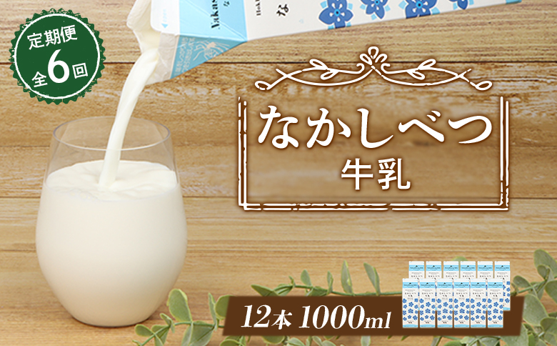 【定期便：全6回】北海道なかしべつ牛乳 1L×12本【14060】