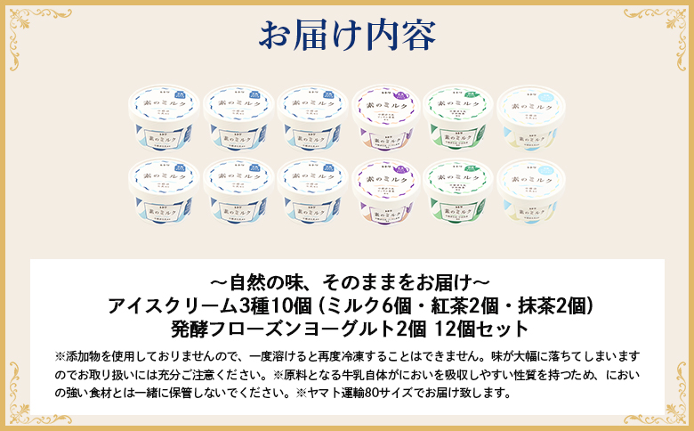 アイスクリーム10個(ミルク・紅茶・抹茶の3種)とフローズンヨーグルト×2個セット【1103903】