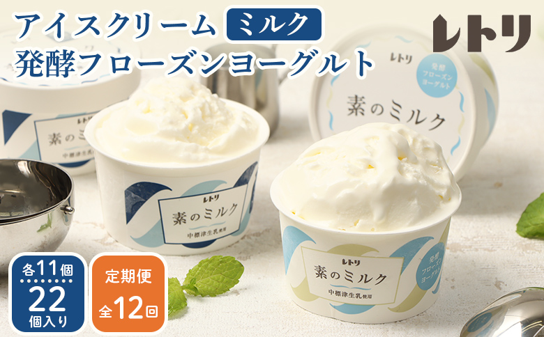 北海道 プレミアムミルクアイスクリーム×11個とフローズンヨーグルト×11個セット計２２個　12ｶ月定期便【1115802】