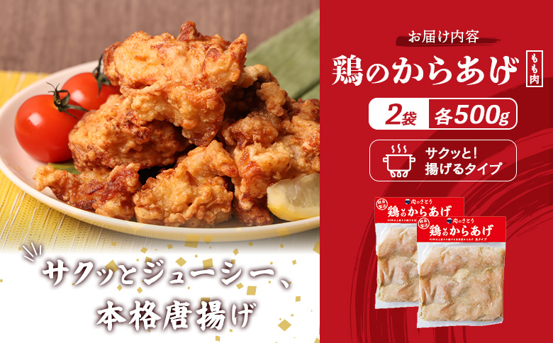 【揚げるタイプ】鶏のからあげ もも1.0kg（500g×2パック）【3501203】