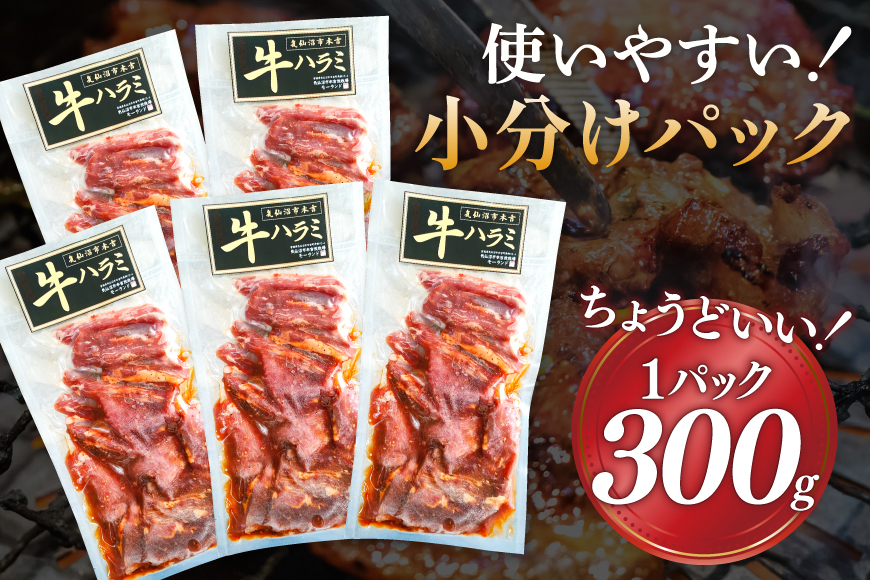 大人気！特製タレ漬 牛ハラミ たっぷり 計1.5kg(300g×5p) [モ〜ランド 宮城県 気仙沼市 20563342] 牛肉 肉 焼肉 ハラミ はらみ サガリ タレ BBQ おすすめ 焼き肉 焼肉セット 焼肉用 小分け 冷凍