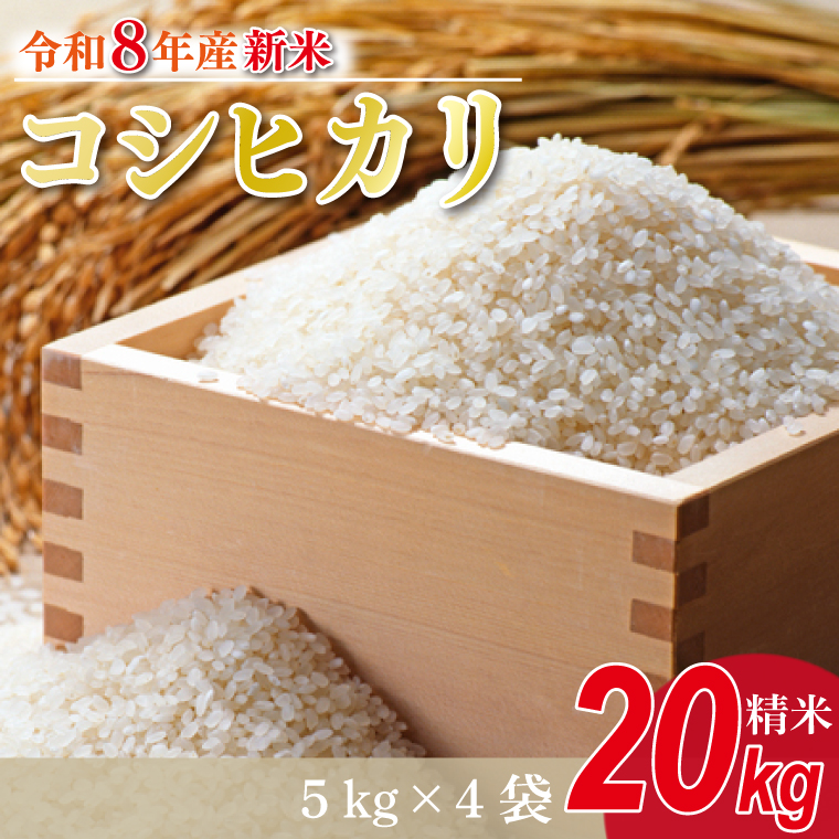 【数量限定】【9月下旬より順次発送】R8年産 コシヒカリ 20kg(5kg×4袋)｜米 お米 白米 精米 R7年産 令和7年産 こしひかり コシヒカリ 茨城県 茨城県産 行方市(HA-15)