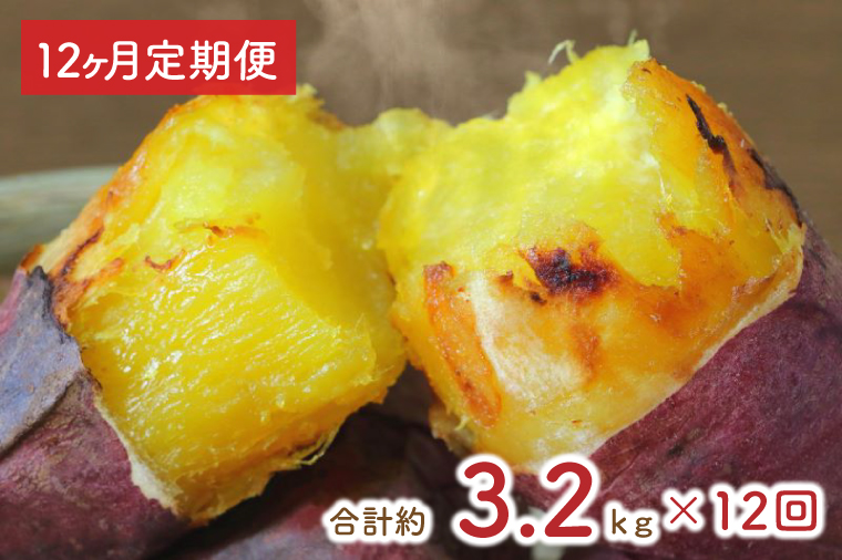 【12ヶ月定期便】★訳あり★紅はるか冷凍焼き芋約3kg＋おまかせ品種さつまいも　合計約3.2kg（EY-31）
