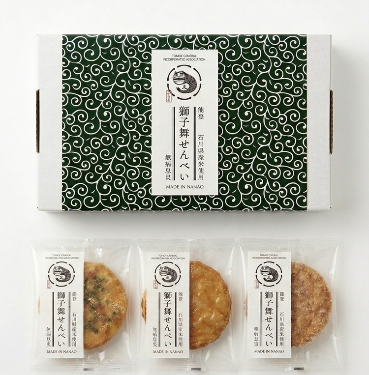 獅子舞せんべい　(定番３種セット６枚入り)×1箱
