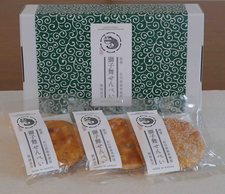 獅子舞せんべい　(定番３種セット６枚入り)×2箱