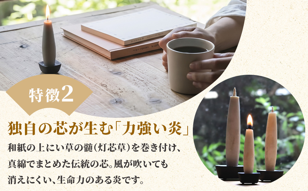 七尾和ろうそく「ろうそく等伯３号7本 こま燭台セット」