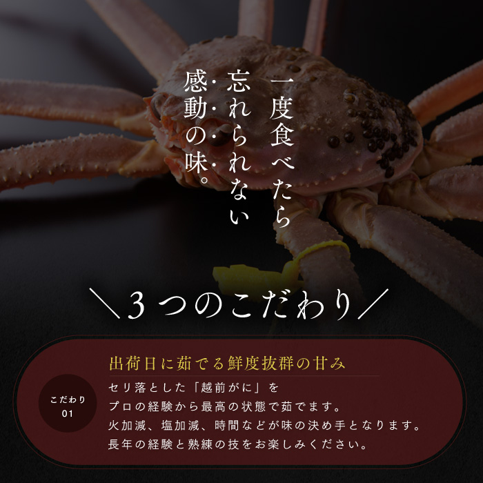 訳あり茹で越前ガニ 500g以上×3杯(脚折れ) カニ ズワイガニ ボイル 福井県