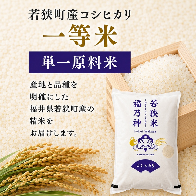 令和8年産 福井県若狭町 コシヒカリ （一等米） 5kg（神谷農園） 5kg×1袋 お米 ブランド米 銘柄米 ご飯 おにぎり お弁当 産地直送 和食 主食
