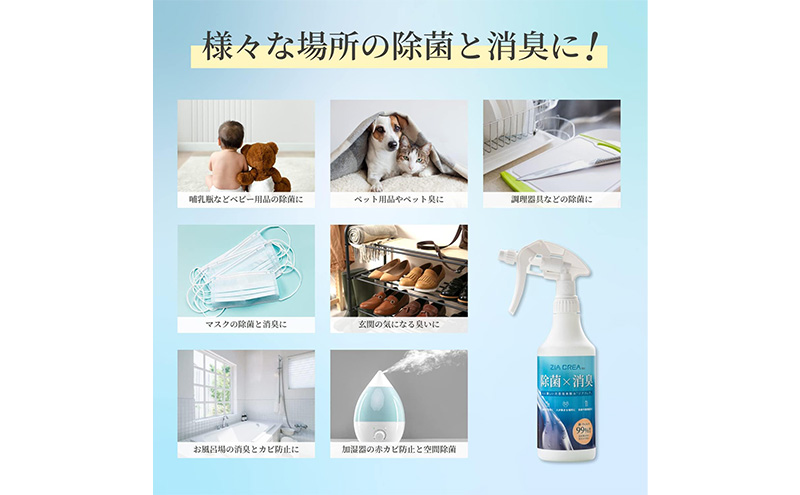 微酸性次亜塩素酸水　ZIACREA（ジアクレア）100ppm 【スプレーボトル500ml+詰め替え4L】除菌 消臭 ウイルス対策