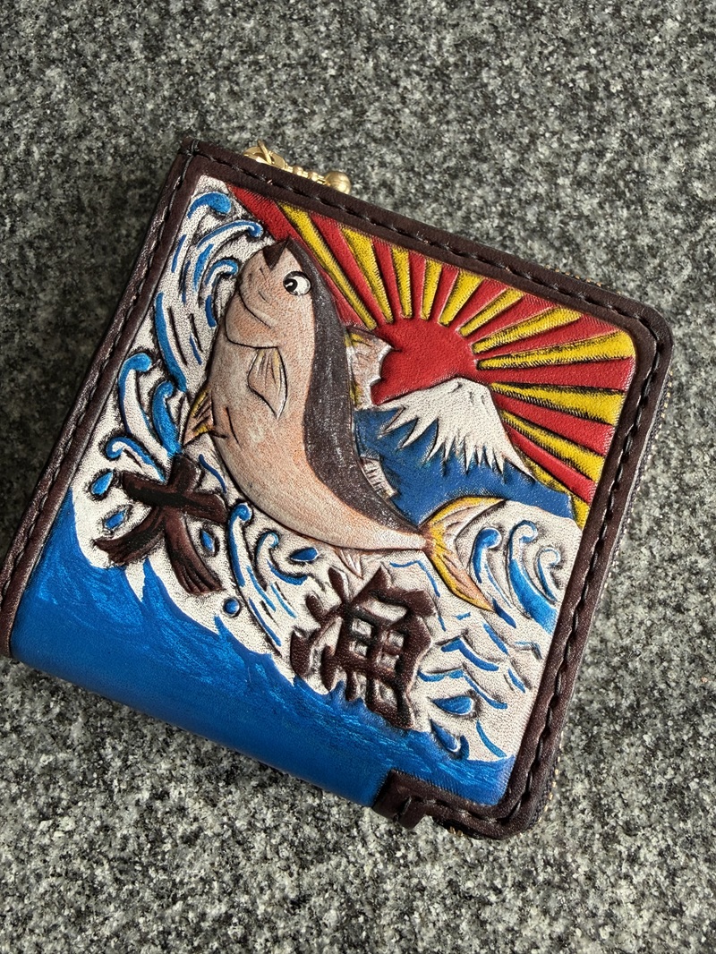 a77-001　大漁旗 コンパクト 財布　ハンドメイド
