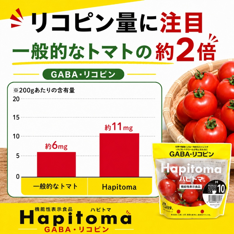 【12ヶ月定期便】機能性表示食品 Hapitoma ハピトマ 訳あり（1.8kg）【配送不可：北海道・沖縄・離島】健康 ヘルシー 人気 厳選  野菜 緑黄色野菜 産地直送 ダブル成分 GABA リコピン トマト 国産 静岡県産 袋井市産 食材 