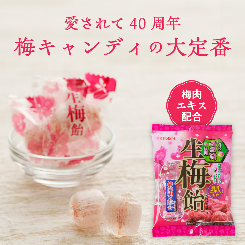 生梅飴　梅飴 梅キャンディ 紀州 南高梅 梅肉エキス ペースト お菓子 あめ キャンディー 飴 個包装 袋 リボン RIBON