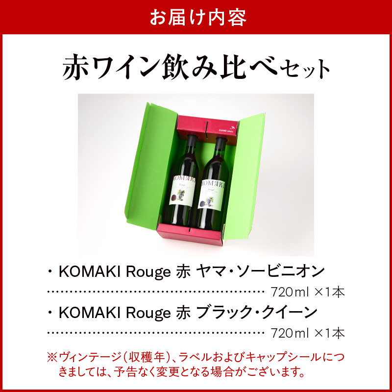 小牧ワイナリー 赤ワイン２本飲み比べセット（小牧産ぶどう100％使用）