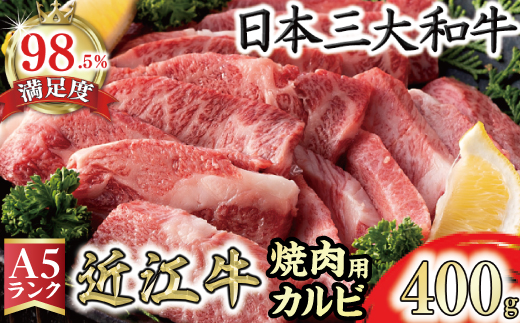 【げんさん】近江牛A5ランクカルビ焼肉用【400g】【DG04W】（国産牛　和牛　ブランド牛　ブランド和牛　黒毛和牛　牛肉　肉　高級　人気　おすすめ　神戸牛　松阪牛 に並ぶ 日本三大和牛 近江牛）