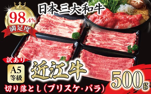 【一週間以内発送】【訳あり】A5 近江牛切り落としスライス 食べ比べ ブリスケ＆バラ 500g【FO33W】
