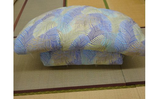極上純綿　もめん布団　掛敷セット　(ジャワ柄・青)【CW79W1】