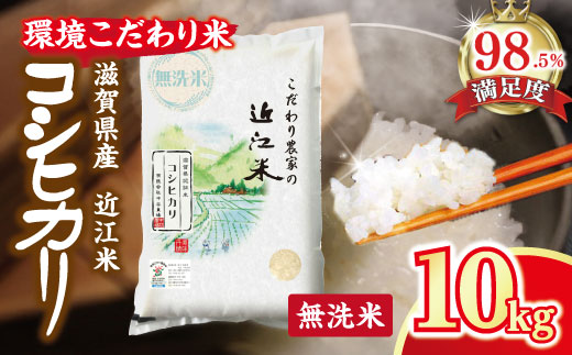 【7年産】近江米 環境こだわり米 コシヒカリ 無洗米 【10kg×1】【BN01W2】（滋賀県　近江八幡市）