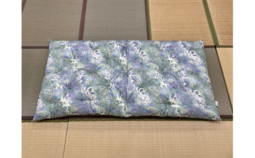 極上純綿　もめん布団　掛敷セット　(みやび柄・青)【CW101W1】