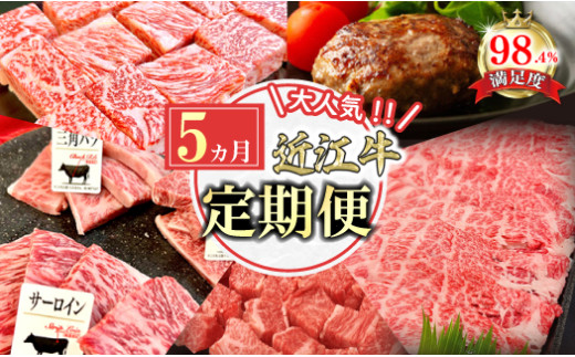 【定期便】近江牛定期便　焼肉/ハンバーグ/サイコロステーキ/すき焼き【FO50W】（国産牛　和牛　ブランド牛　ブランド和牛　黒毛和牛　牛肉　肉　高級　人気　おすすめ　神戸牛　松阪牛 に並ぶ 日本三大和牛 近江牛）