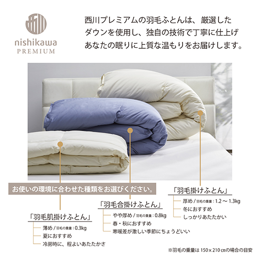 【nishikawa/西川】羽毛肌掛けふとん/ポーランドホワイトグース95％/0.3kg【P312W】（滋賀県　近江八幡市）