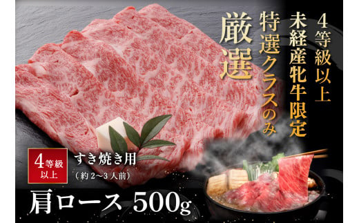 【４等級以上の未経産牝牛限定】近江牛肩ロースすき焼き【500g】【AF03W】（滋賀県　近江八幡市）