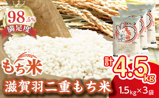 【7年産】滋賀羽二重もち米【1.5kg×3袋】【T036W1】（滋賀県　近江八幡市）