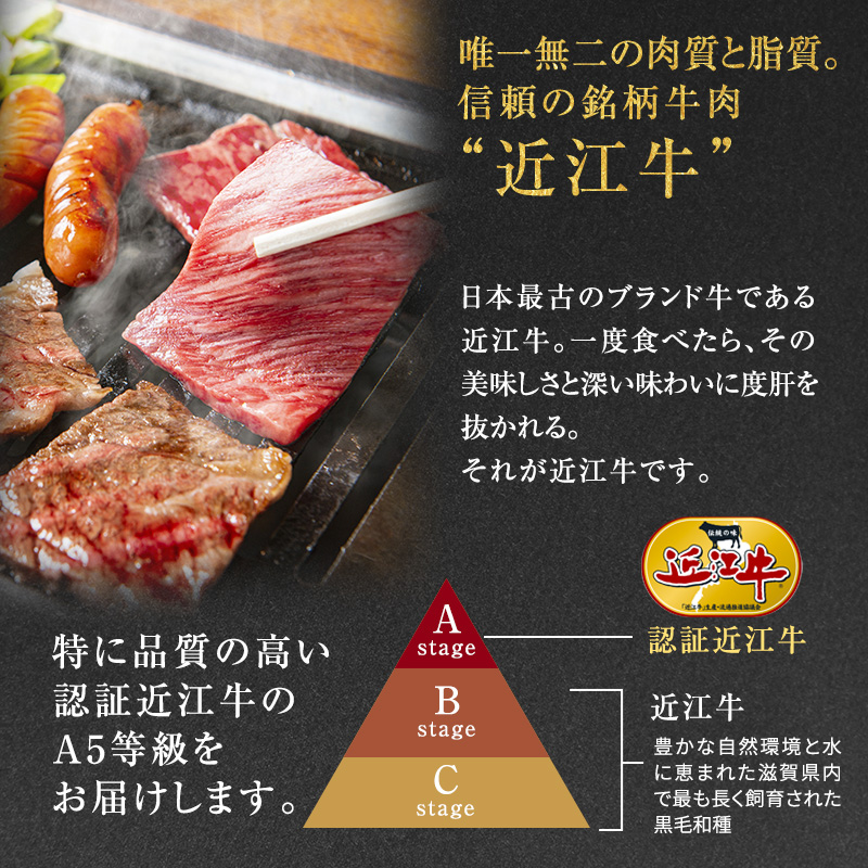 【最短1週間発送】近江牛 西川畜産 A5ランク リブロース 約500g 焼肉用 雌牛 ふるさと納税 お肉 ブランド牛　和牛　黒毛和牛　日本三大和牛　滋賀県