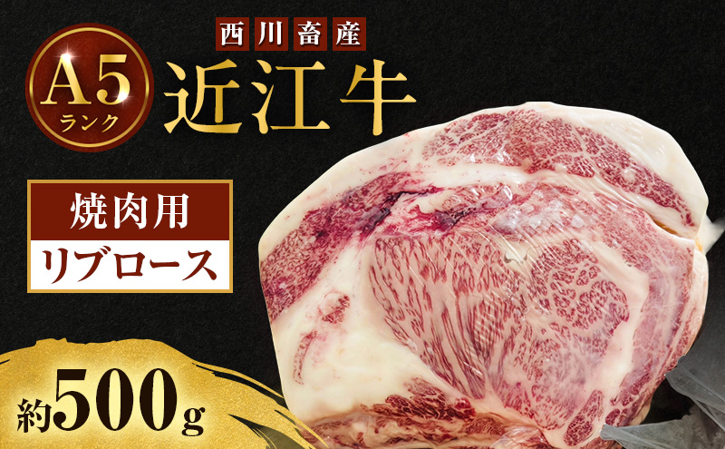 【最短1週間発送】近江牛 西川畜産 A5ランク リブロース 約500g 焼肉用 雌牛 ふるさと納税 お肉 ブランド牛　和牛　黒毛和牛　日本三大和牛　滋賀県