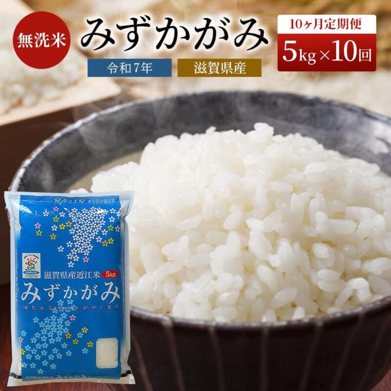 米 定期便 10ヶ月 5kg みずかがみ BG無洗米 令和7年産 滋賀県産
