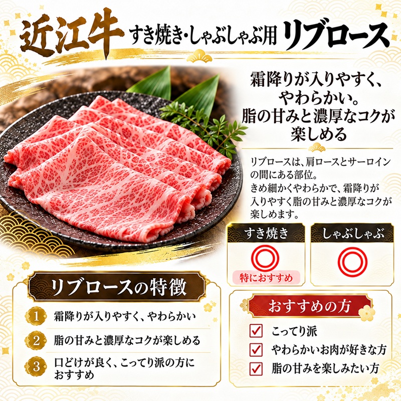 【最短1週間発送】 A5ランク 近江牛 すき焼き肉 すき焼き 肉 しゃぶしゃぶ 牛肉 雌牛 リブロース 約500g すき焼きしゃぶしゃぶ用 ふるさと納税 お肉 ブランド牛 和牛 黒毛和牛 滋賀県 豊郷町