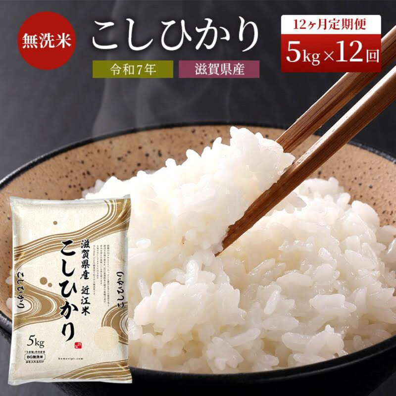 令和7年産 こしひかり BG無洗米 定期便 12ヶ月 5kg 米 滋賀県産 豊郷町 ご飯 国産 お米 時短 節水