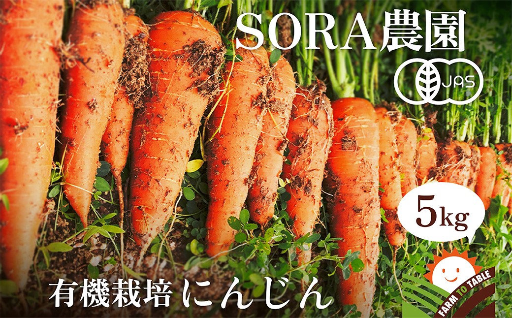 【先行予約11月下旬～順次発送】SORA農園の有機にんじん5kg　有機野菜 有機農園 オーガニックファーム オーガニック野菜 有機栽培 人参 にんじん ニンジン キャロット 冬野菜
