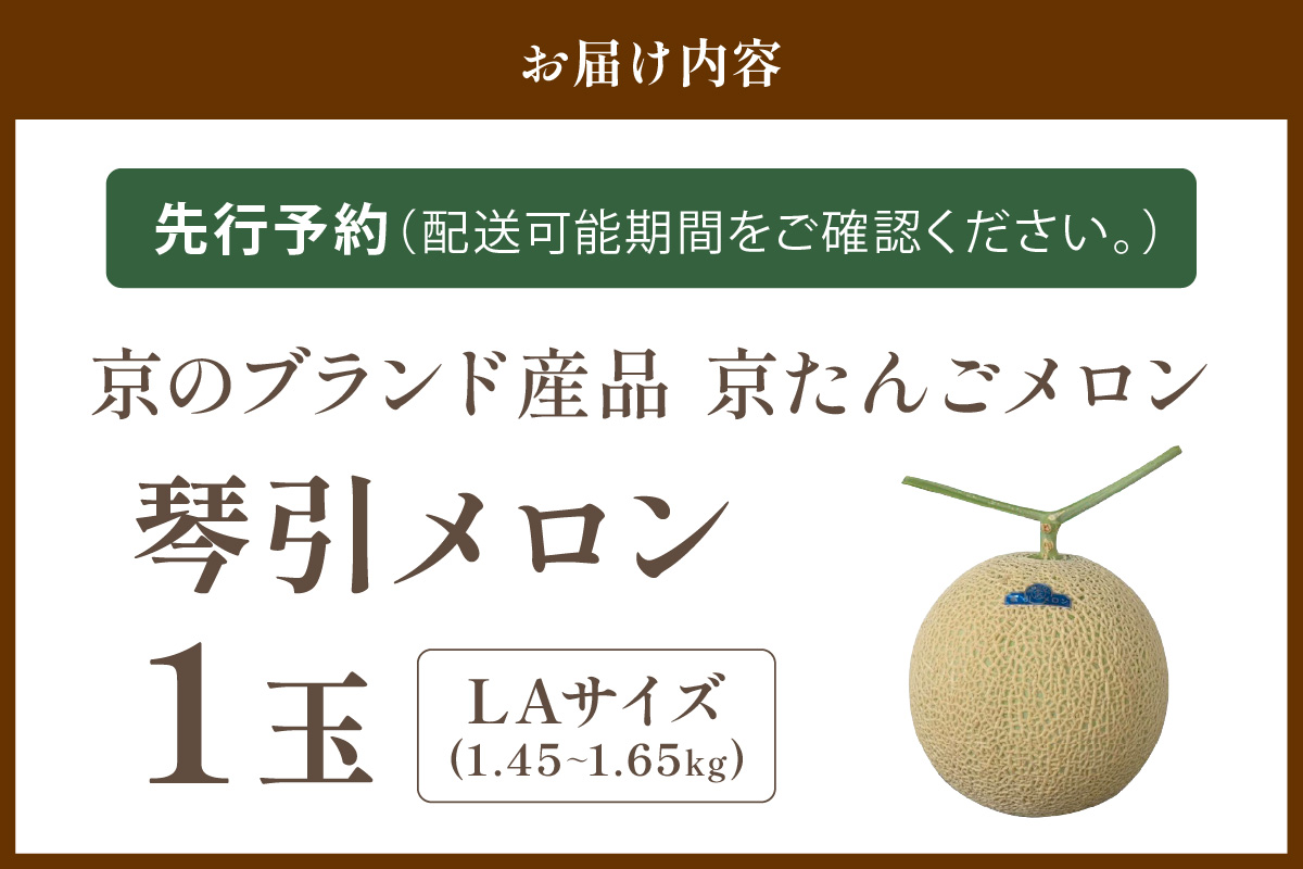 【数量限定950】京のブランド産品 京たんごメロン 琴引メロン LAサイズ 1玉（2026年6月下旬～発送）