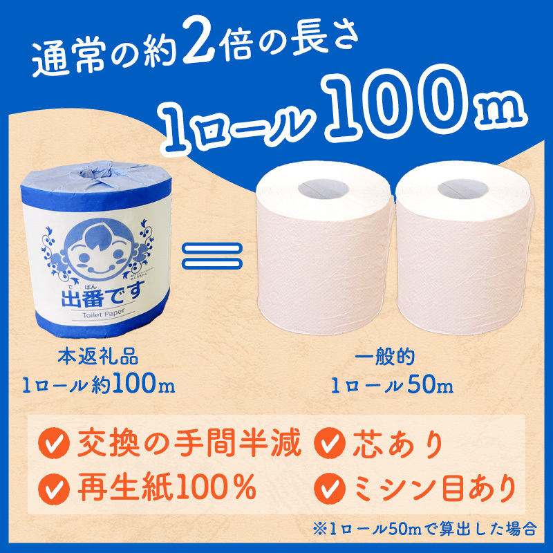 「出番です」トイレットペーパー 12ロール 個包装 ストック 備蓄 防災対策 肌に優しい エンボス加工